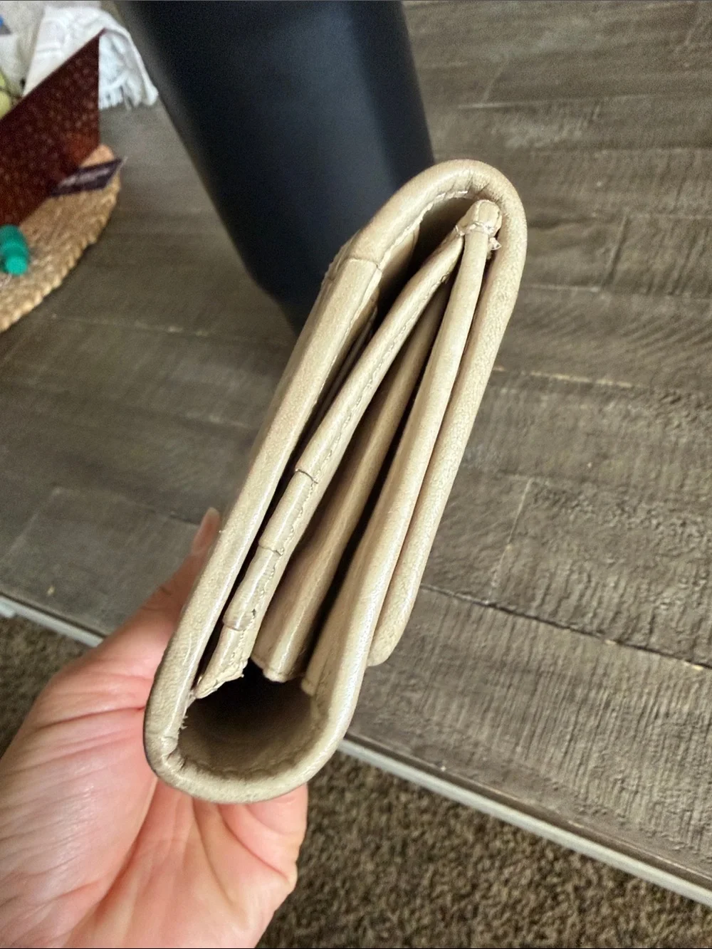 Frye Light Beige Leather Fold-Over Wallet - Picture 5 of 13